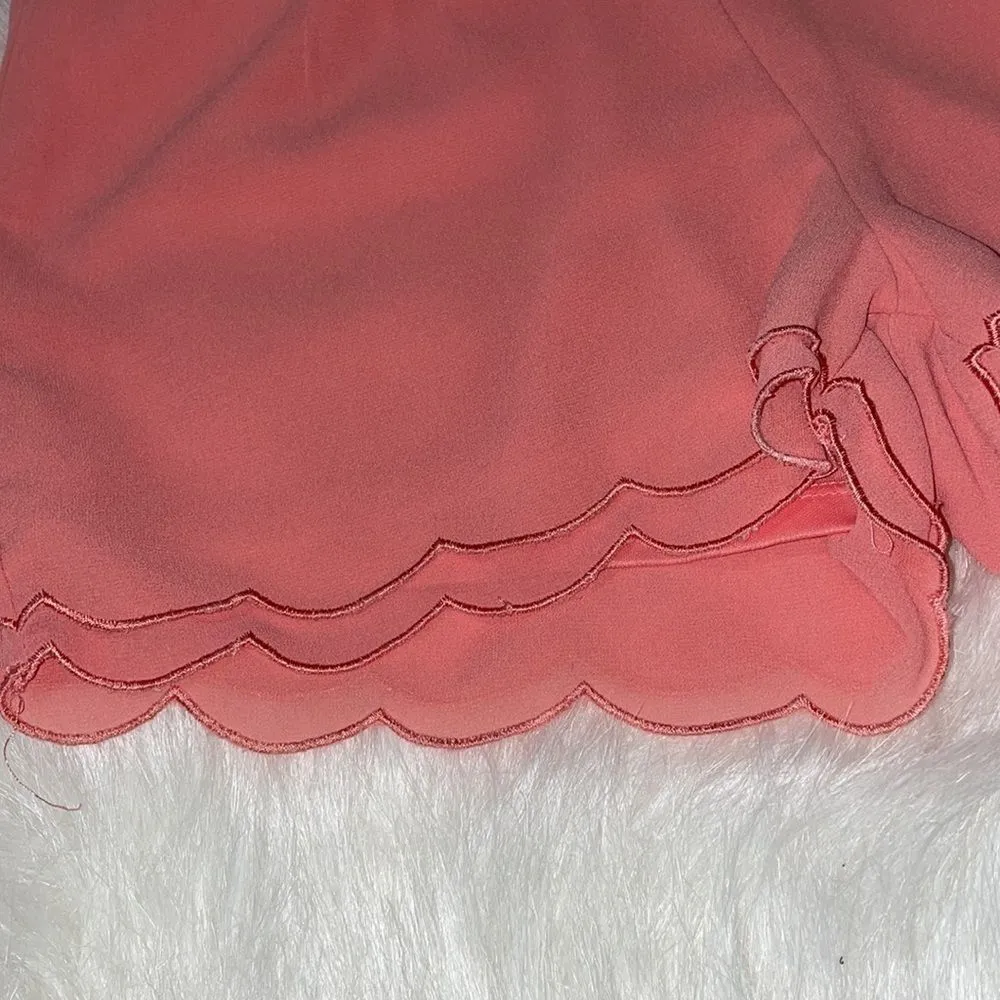 Tobi High Waisted Chiffon Coral  Layered Scalloped Shorts Size Small‎ - Image 3