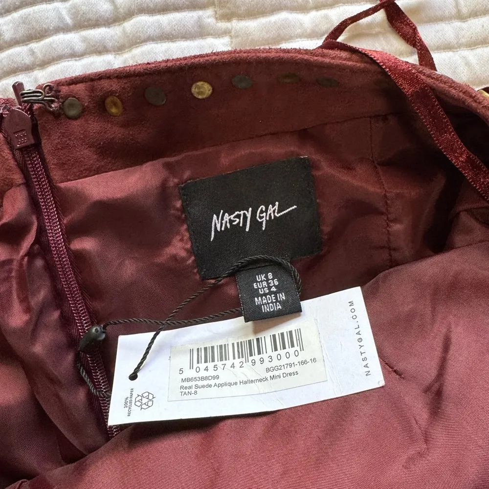 Real Suede Applique Halterneck Mini Dress - Image 5