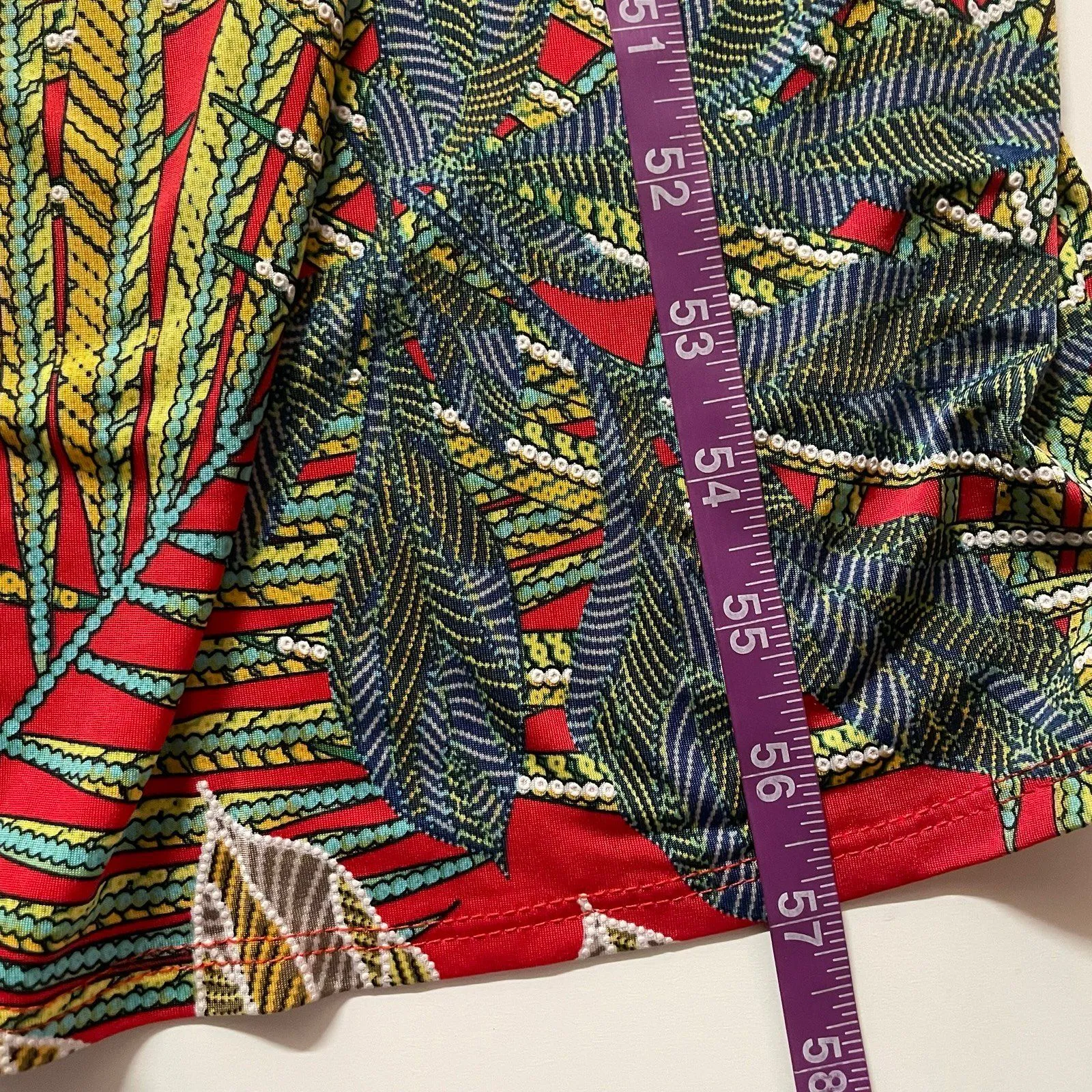 Libian Red Tropical Leaf Print Textured Jumpsuit Size S GUC - Image 8