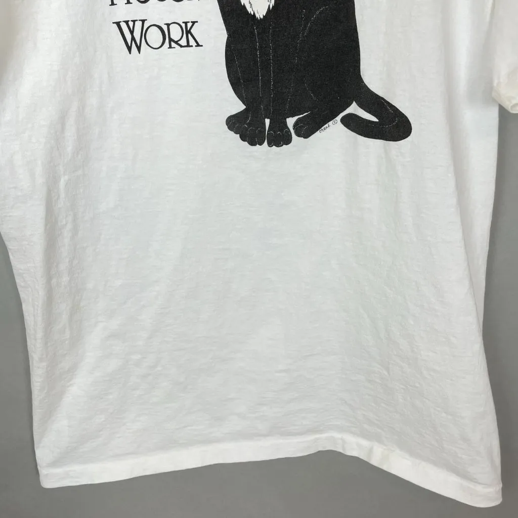Vintage Cat Shirt I Don't Do Mouse Work Humor Graphic Tee White Unisex Oversized Size undefined - Image 9