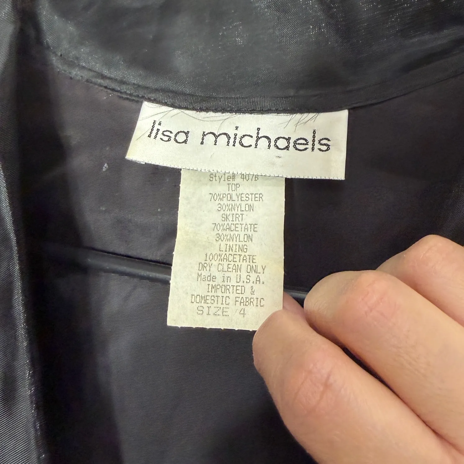 Lisa Michaels Black Velvet Bow Dress Rhinestone Buckle Size 4 - Image 6