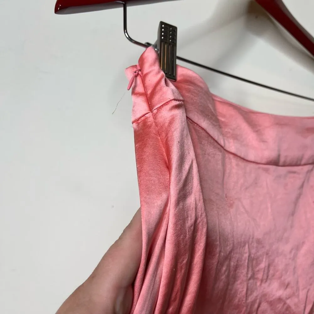 Smythe Asymmetric Satin Ruched Midi Skirt Rose Pink Womens 6 - Image 8