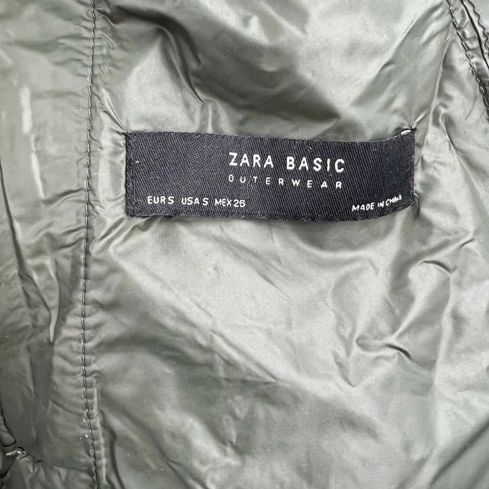 Zara Green Down Filled Hooded Puffer Jacket Size Small - Image 9