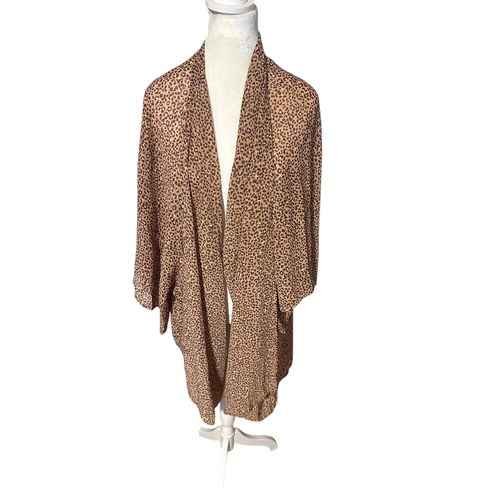 Aerie Leopard Print‎ Kimono Sheer Lightweight Coverup Duster Small/Medium - Image 2