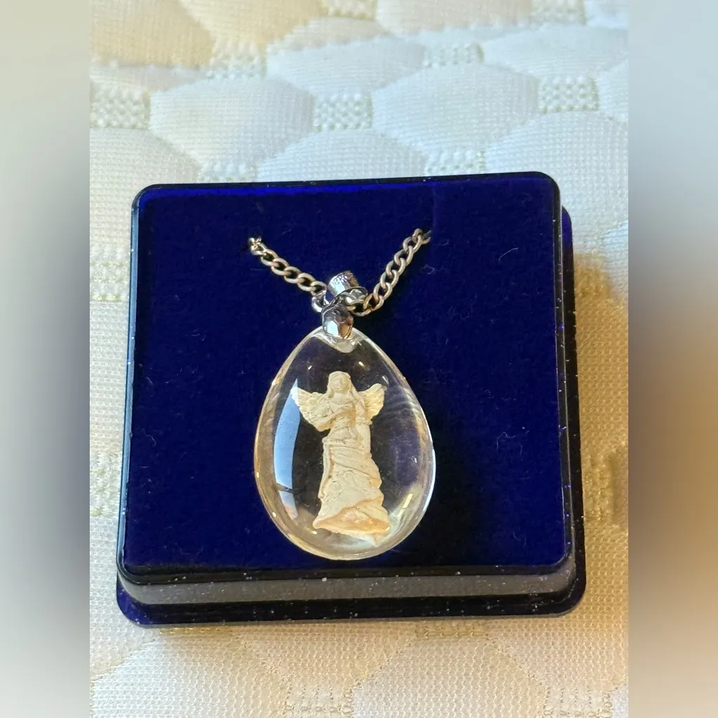 Angel Stone Angel Pendant Necklace Silver - Image 3