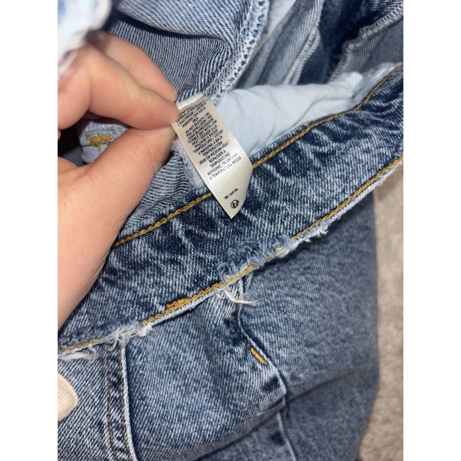 womens khy jeans 30 classis straight leg jeans fray raw hemmed wash high rise Blue - Image 8