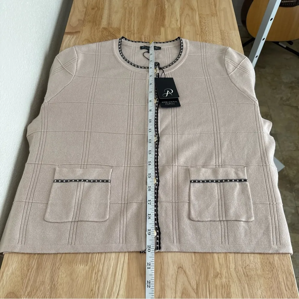 ADRIANNA PAPELL Check Tipped Cardigan Women’s Size M NWT $99 - Image 9