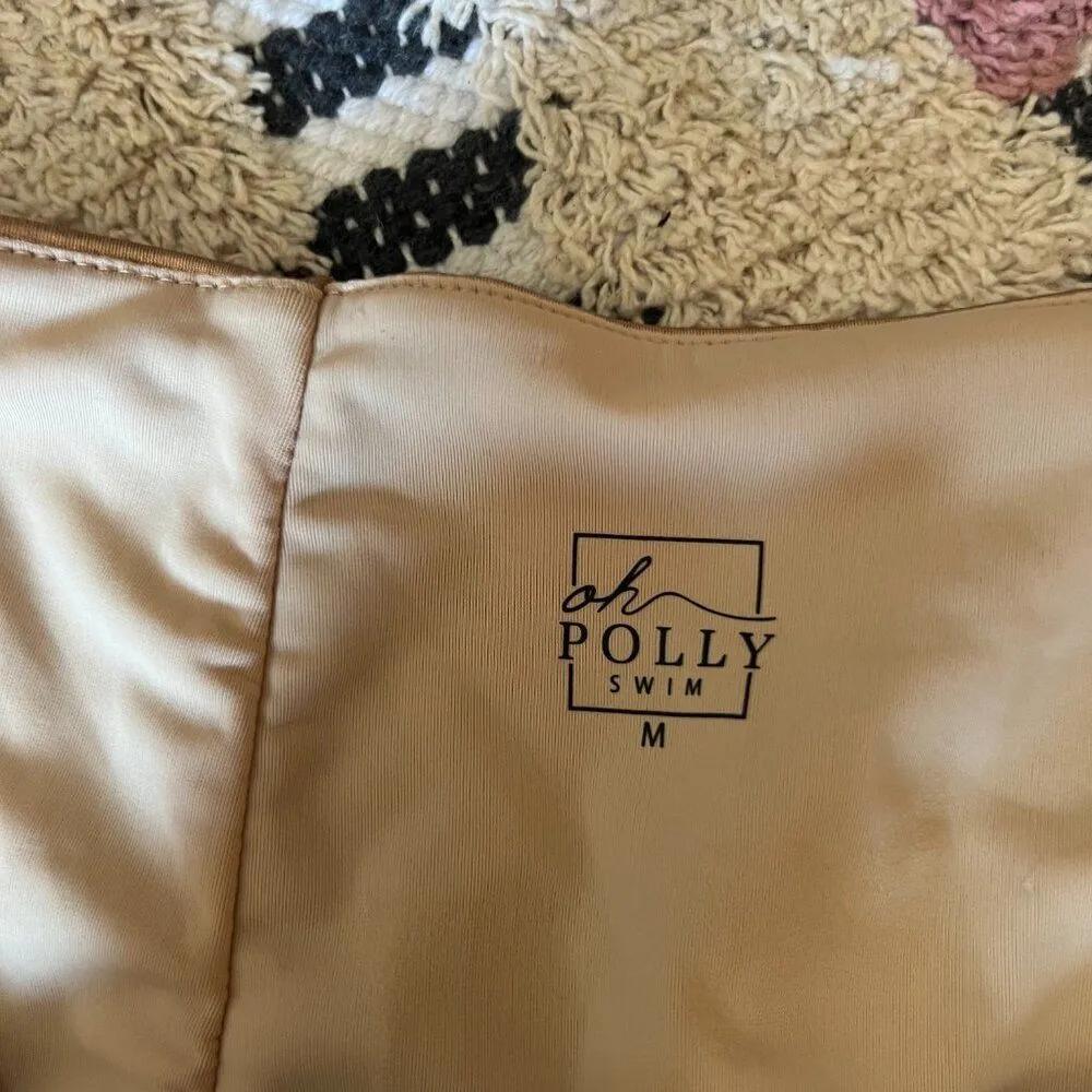 NWT Oh Polly Swim Gold Metallic Wrap Cover Skirt M - Image 8