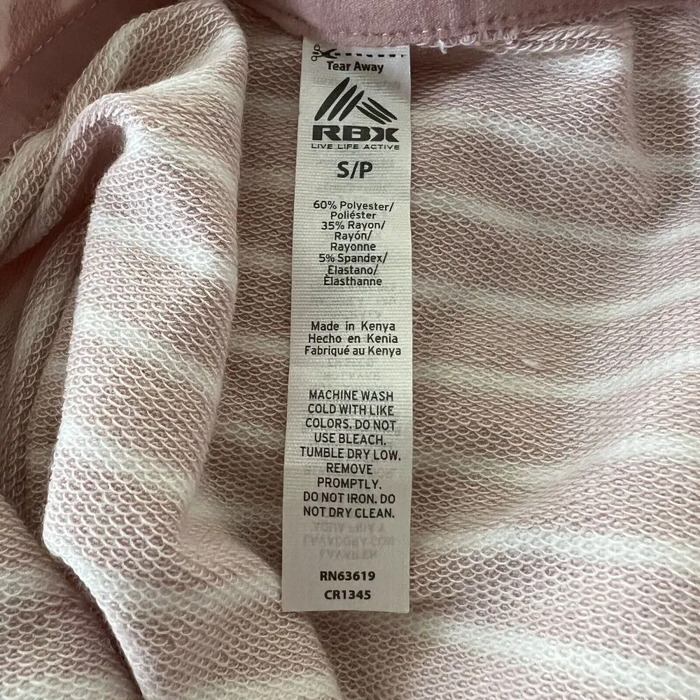 RBX Shirt Womens Small Blush Pink White Stripe Hoodie Everyday Casual Athleisure - Image 6