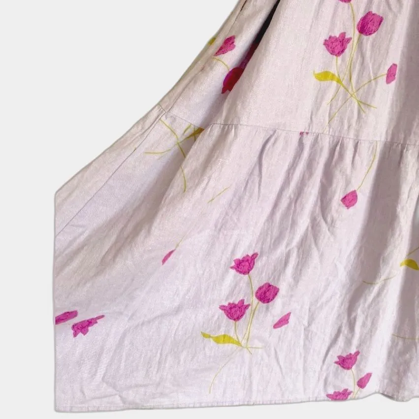 URBAN OUTFITTERS Sundress XS Linen Floral Tie Shoulder Midi Dress Cottagecore - Image 13