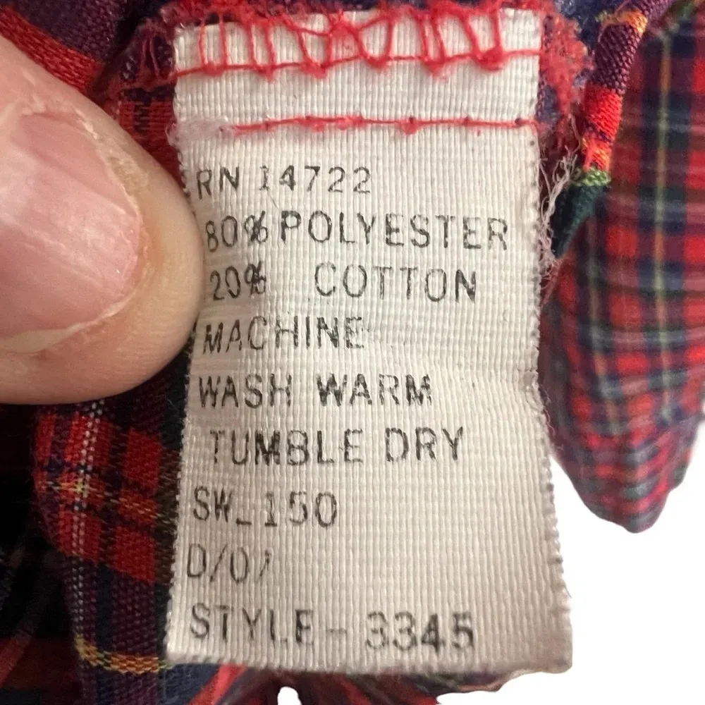 Vintage 80s Cheryl Tiegs Plaid Pearl Snap shirt with front pockets size 12 Red - Image 6