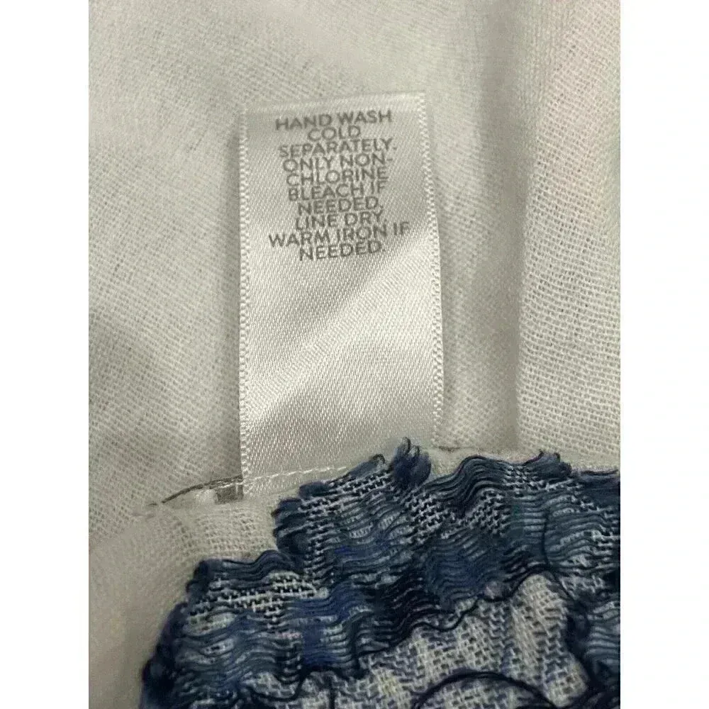 J Jill Ocean Breeze Jacquard Embroidered Open Cotton Poncho One‎ Size Boho Beach Blue - Image 7