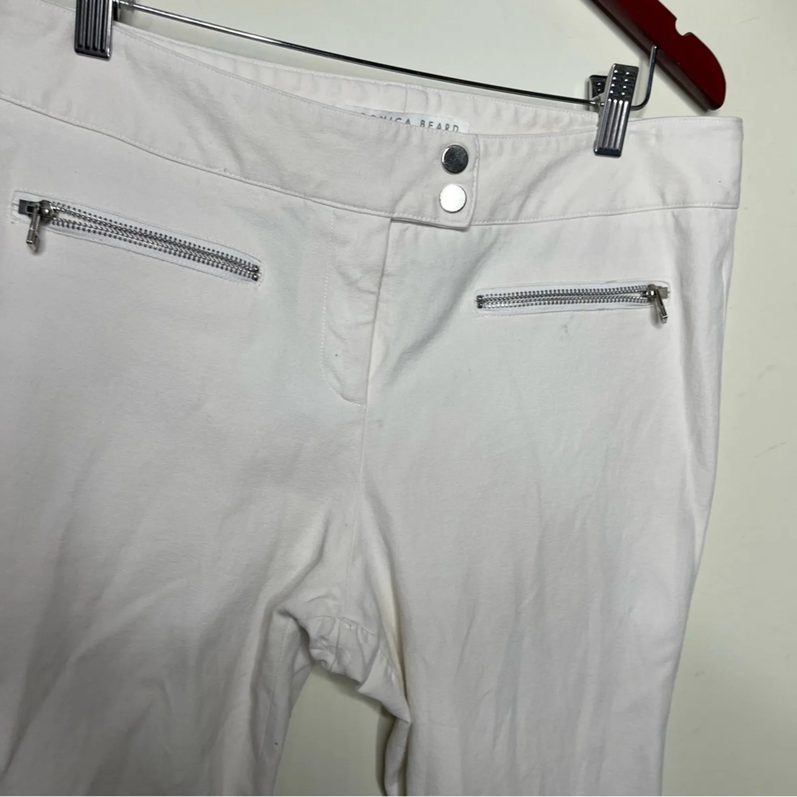 Veronica Beard off white washed stone stretchy cropped pants sz 12 - Image 7