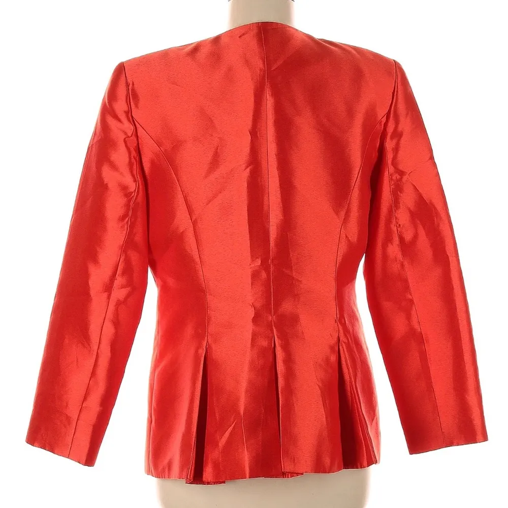 Vintage 80s  Evening Suit Jacket Red-Orange with Sparkly Snap Buttons 8 - Image 2