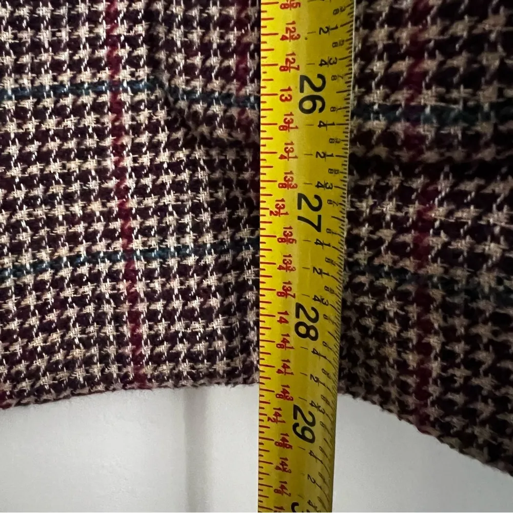 MANGO suit brown houndstooth long blazer oversized single button front pockets S - Image 5