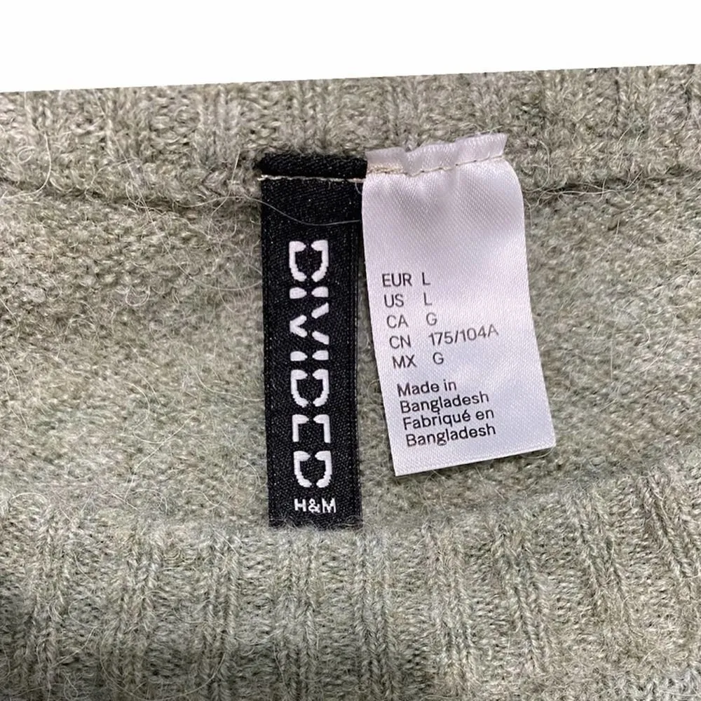 Divided‎ Alpaca Wool Fuzzy Sweater Green Large - Image 3