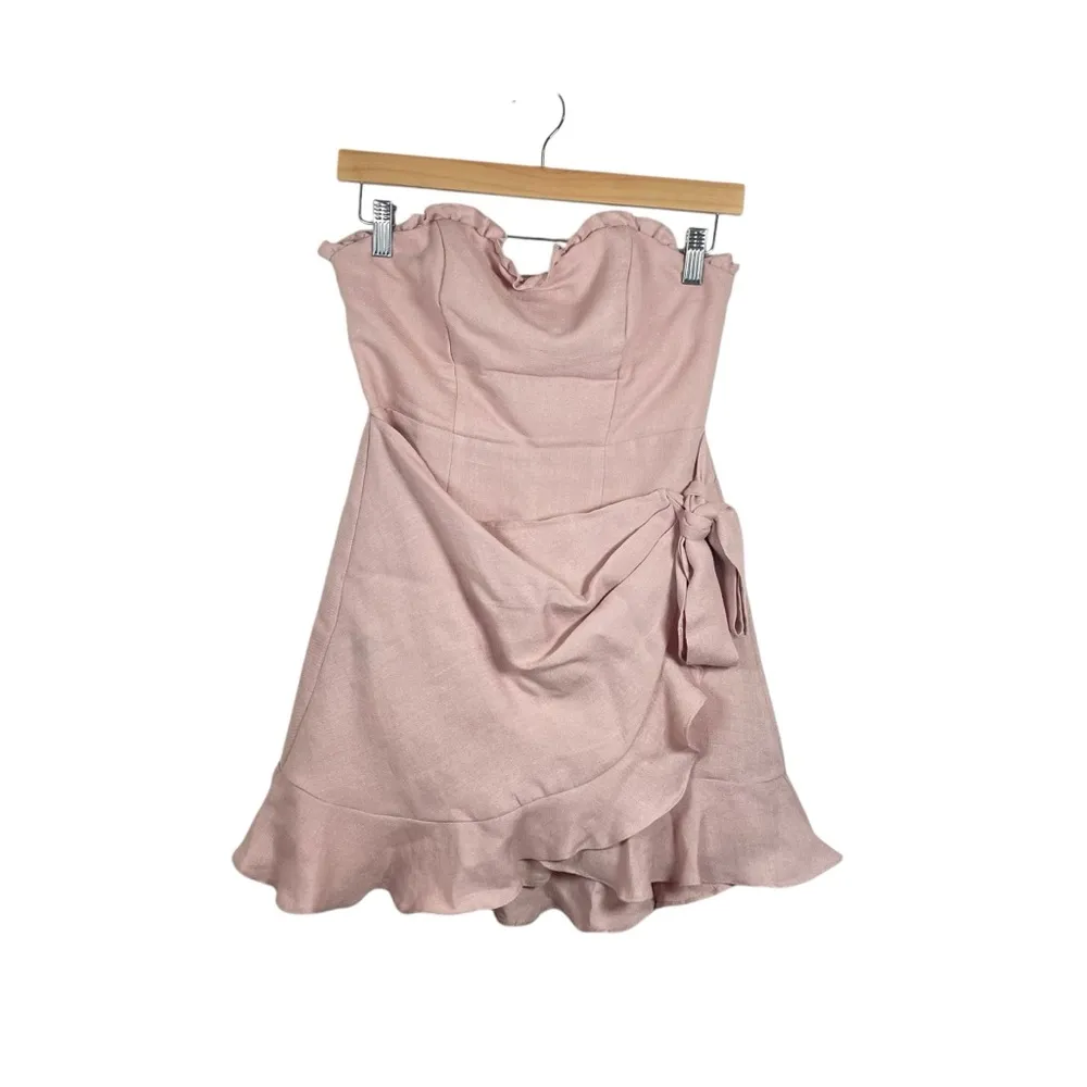Selfie Leslie Stacey Frill Bustier Wrap Strapless Mini Dress in Blush Size S - Image 10