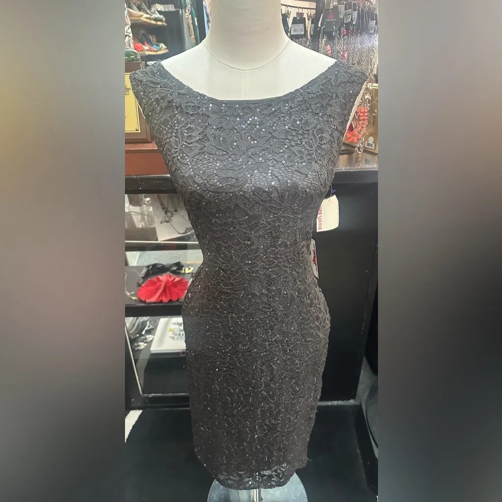 Onyx Nite Charcoal Lace Dress - Image 2