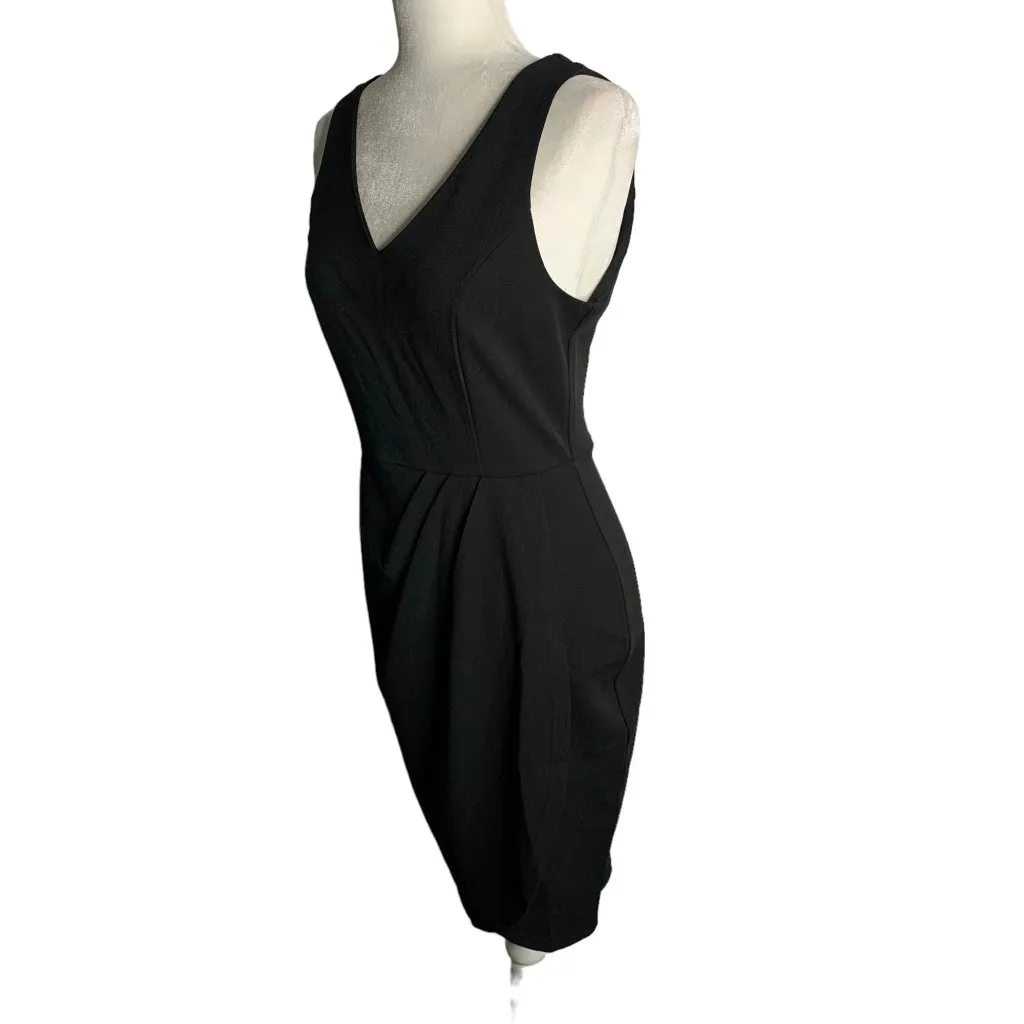 Missjoy Wrap Skirt Sheath Dress S Black V Neck Sleeveless Zip Pleated Draped Size undefined - Image 5