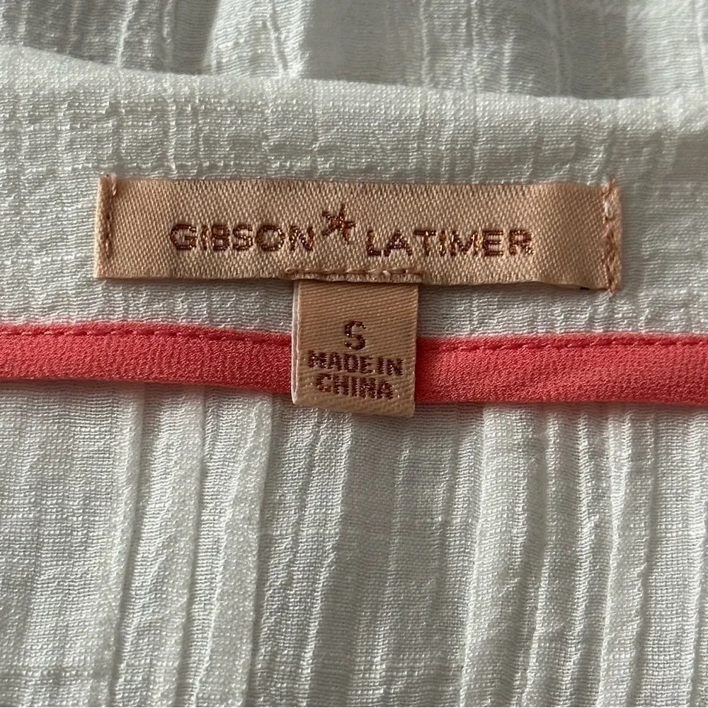 Gibson Latimer Women’s Size S White Pink Embroidered Spring Garden Top Blouse - Image 6