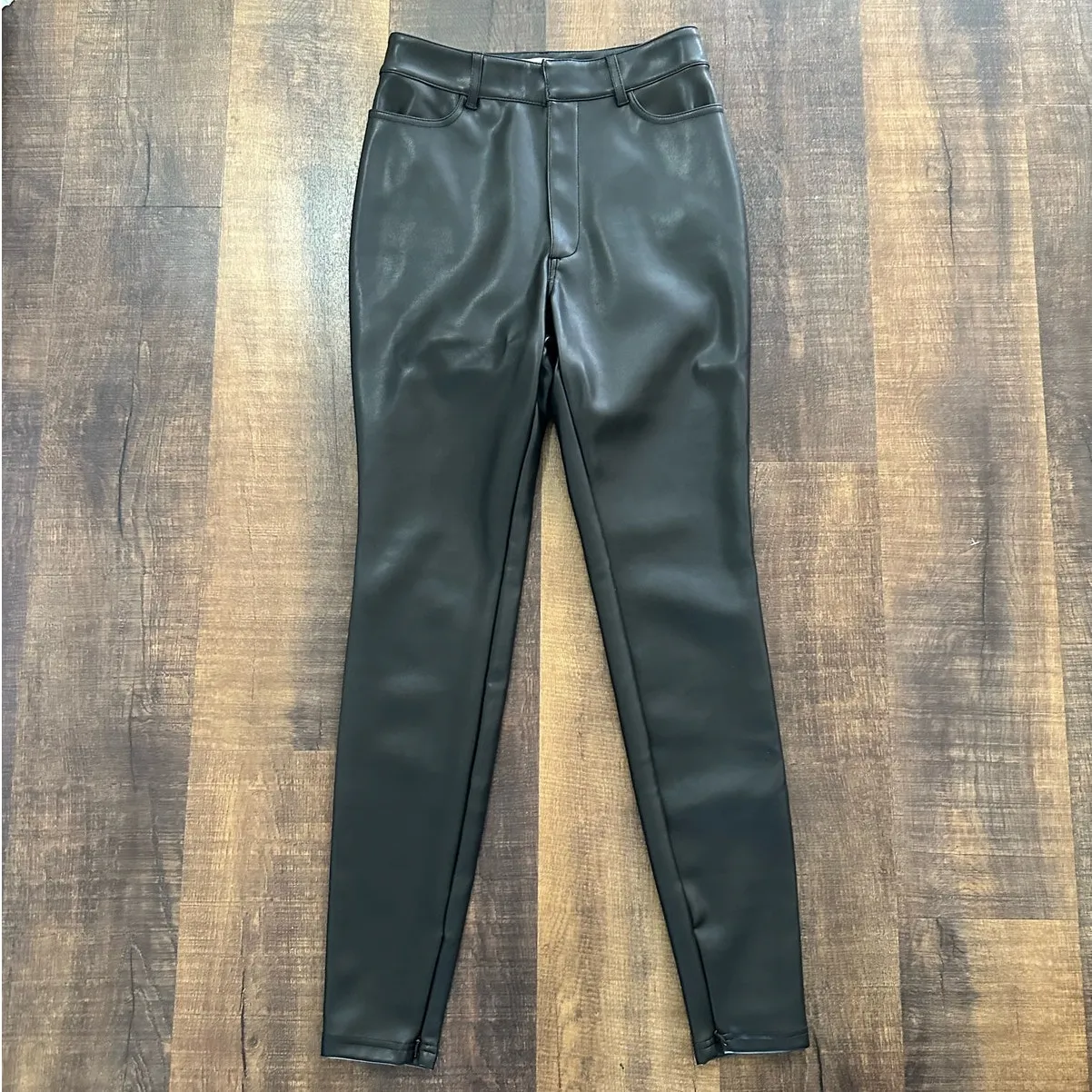 House of CB Faux Leather High Waisted Skinny Pants Black Size M - Image 3