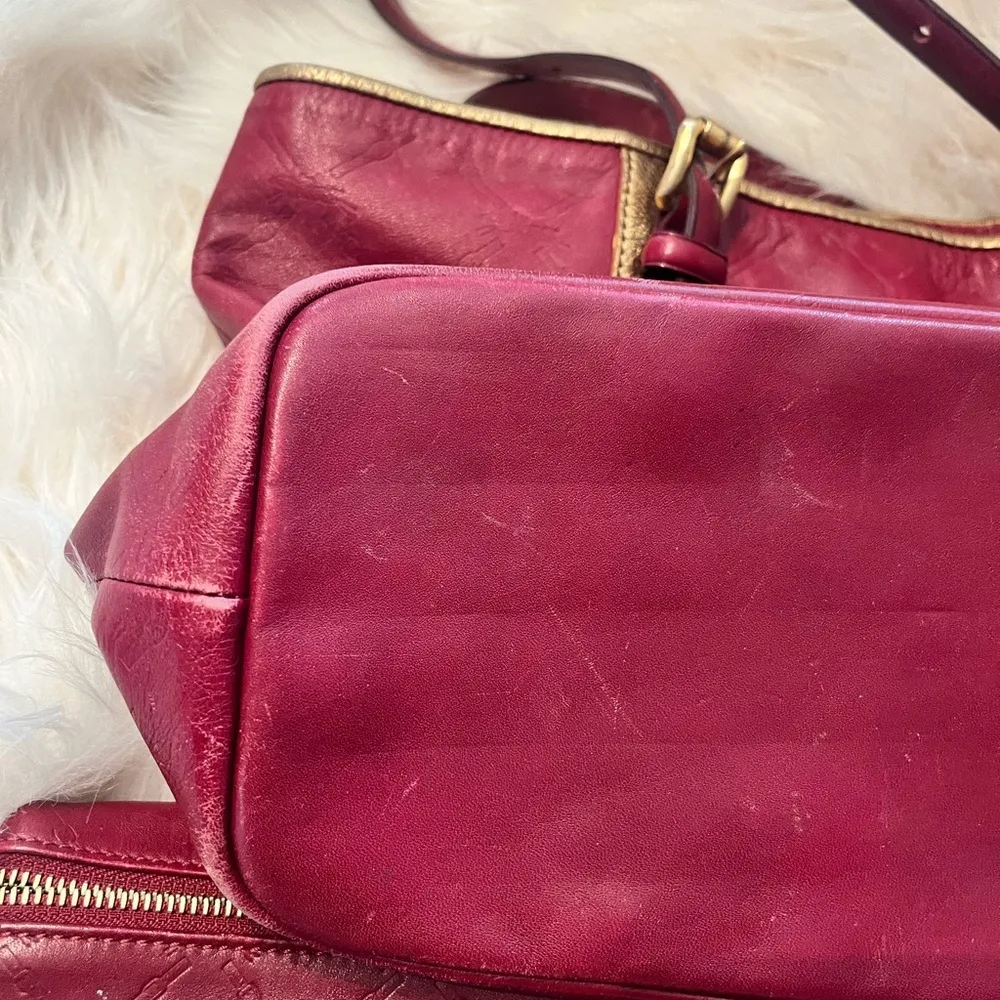 LONGCHAMP LM Cuir Large Tote Bag Leather Handbag Purse Logo Red - Image 10