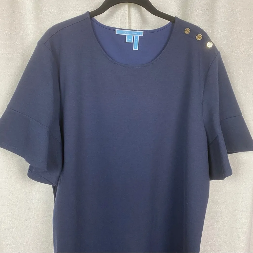 Draper James Navy Blue Short Bell Sleeve Ponte Knit Shift Dress Sz.XXL - Image 6