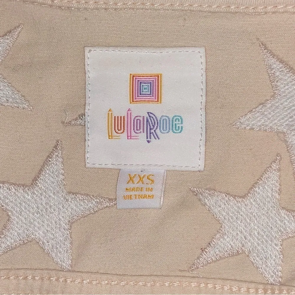 LuLaRoe Harvey Blush Pink Star Jean Jacket Size XXS - Image 2