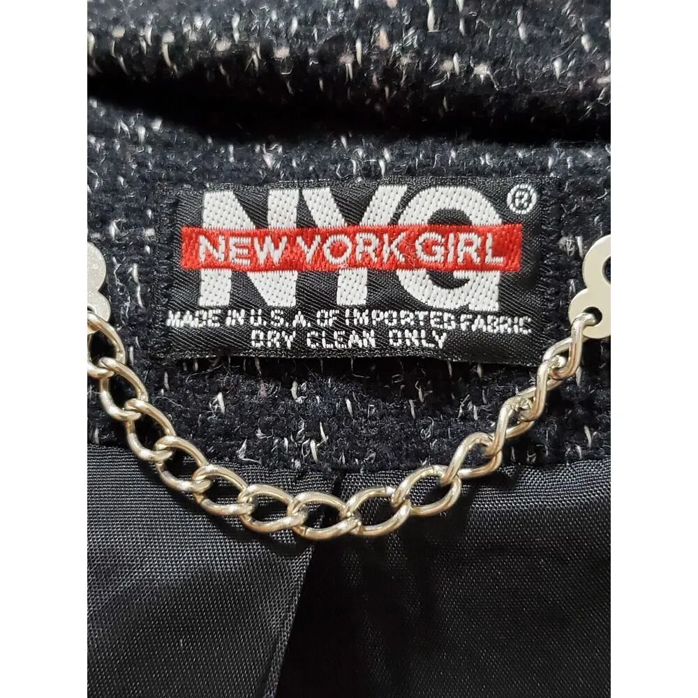 Vintage New York Girl Black Long Sleeve Double Breasted Casual Pea Coat Size 8 - Image 8