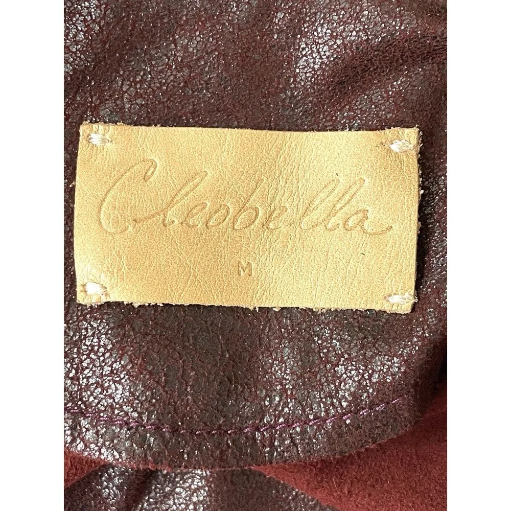 Cleobella Everly Fringe Moto Leather Suede Jacket Size Medium Burgundy Boho - Image 11