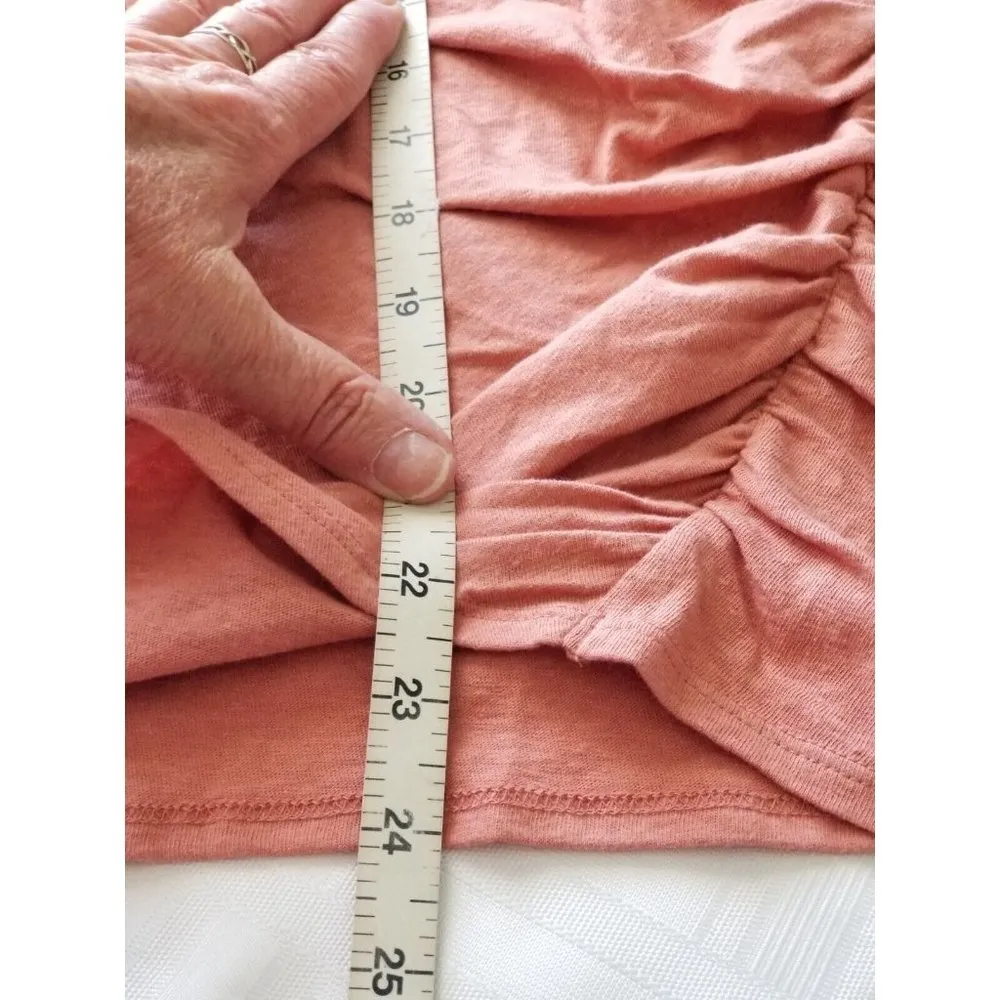 CASLON Womens Ruched Side & Short Sleeve Boat Neck T-Shirt Pink Brick Size XL - Image 6