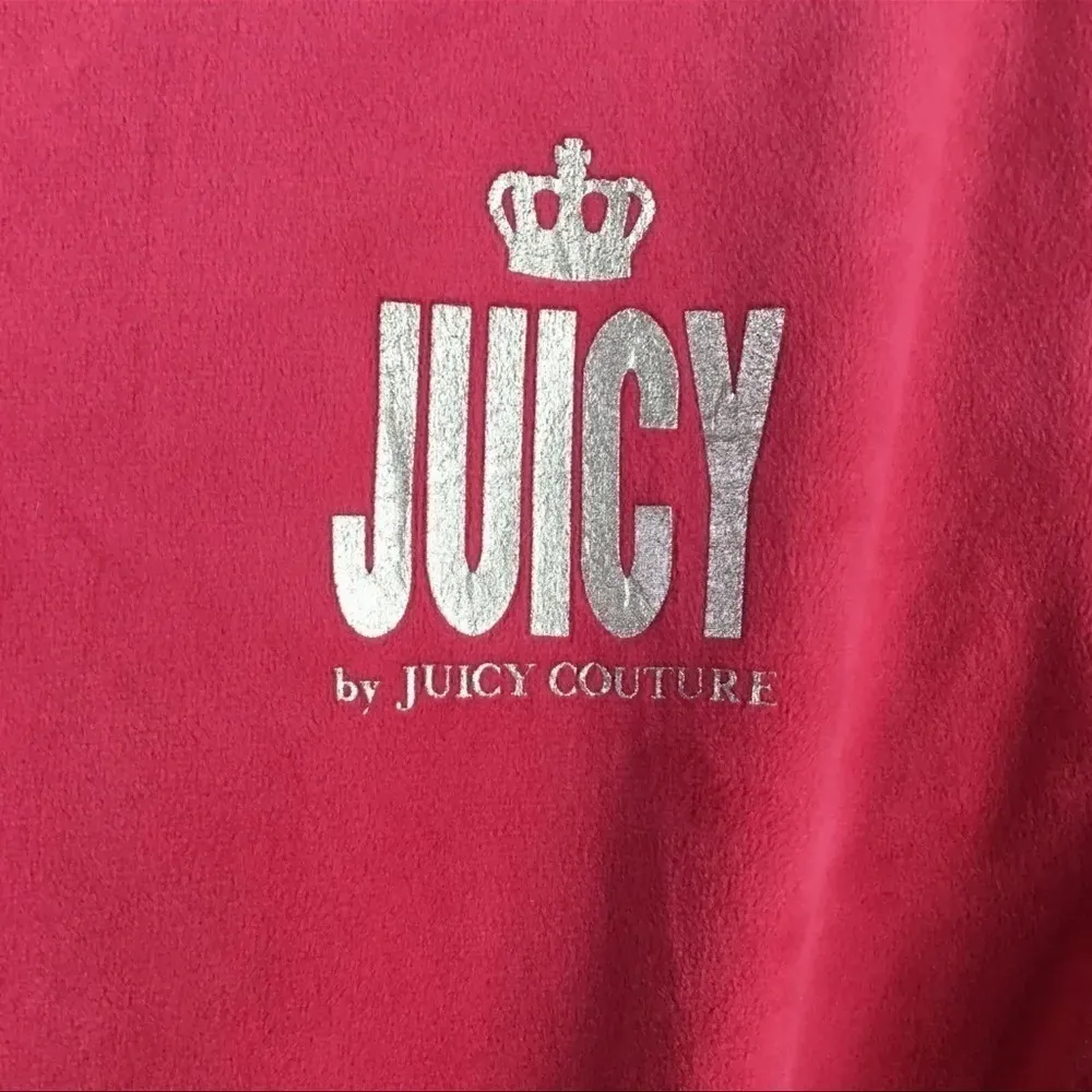 JUICY Couture Preppy Pink Long Sleeve Zip Top Plush Velour Jumpsuit Y2K - Image 4