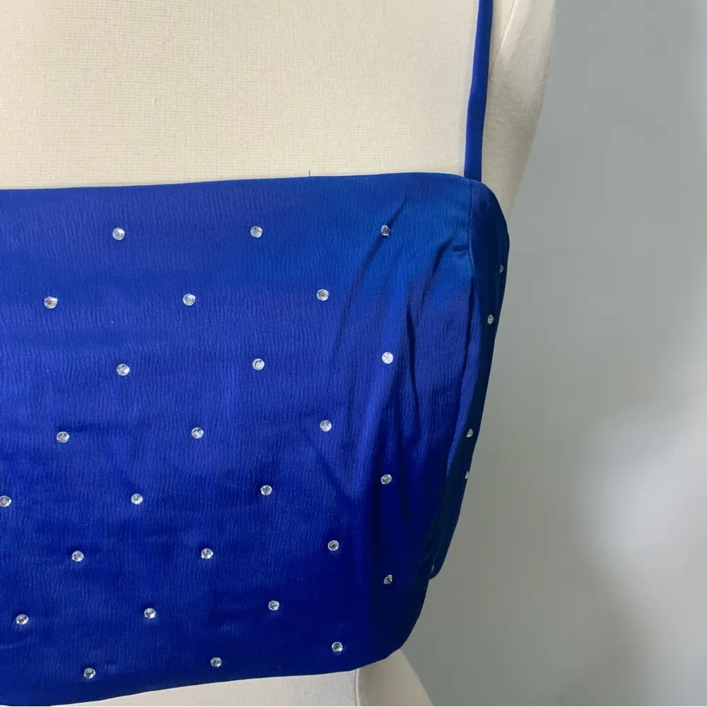 1960 rhinestones crop top blue size M - Image 6