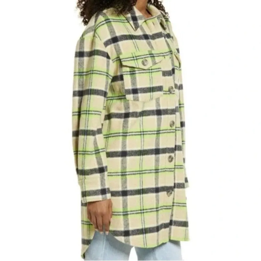 NWOT BP Womens Shacket Jacket Tan Ravenwood Plaid Flannel Size XXS - Image 3