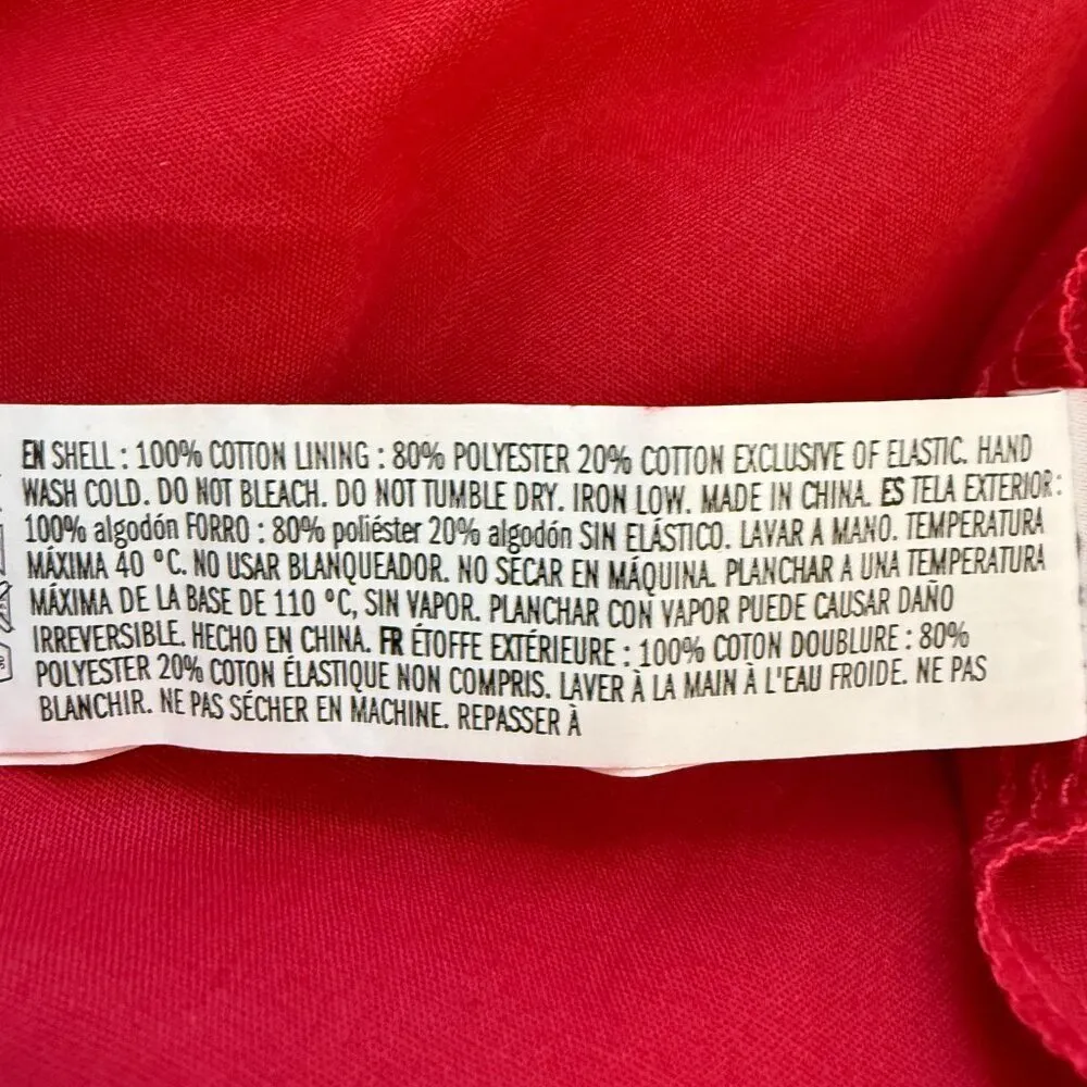 English Factory Poplin Corsage Mini Dress Women's Small Red Puff Sleeve Floral - Image 17