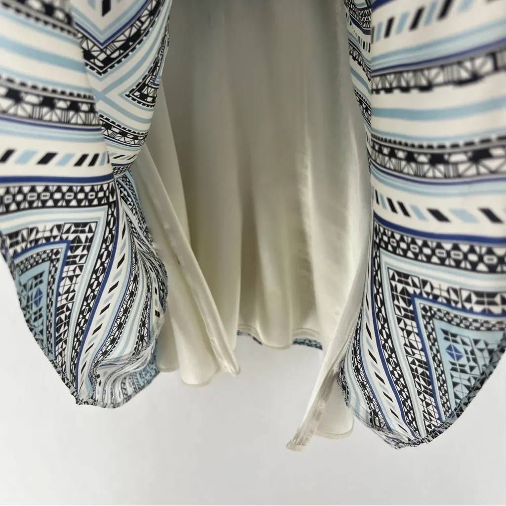 Parker Silk Geometric Print Keyhole Chest Halter Neck Fit &‎ Flare Dress XS - Image 7