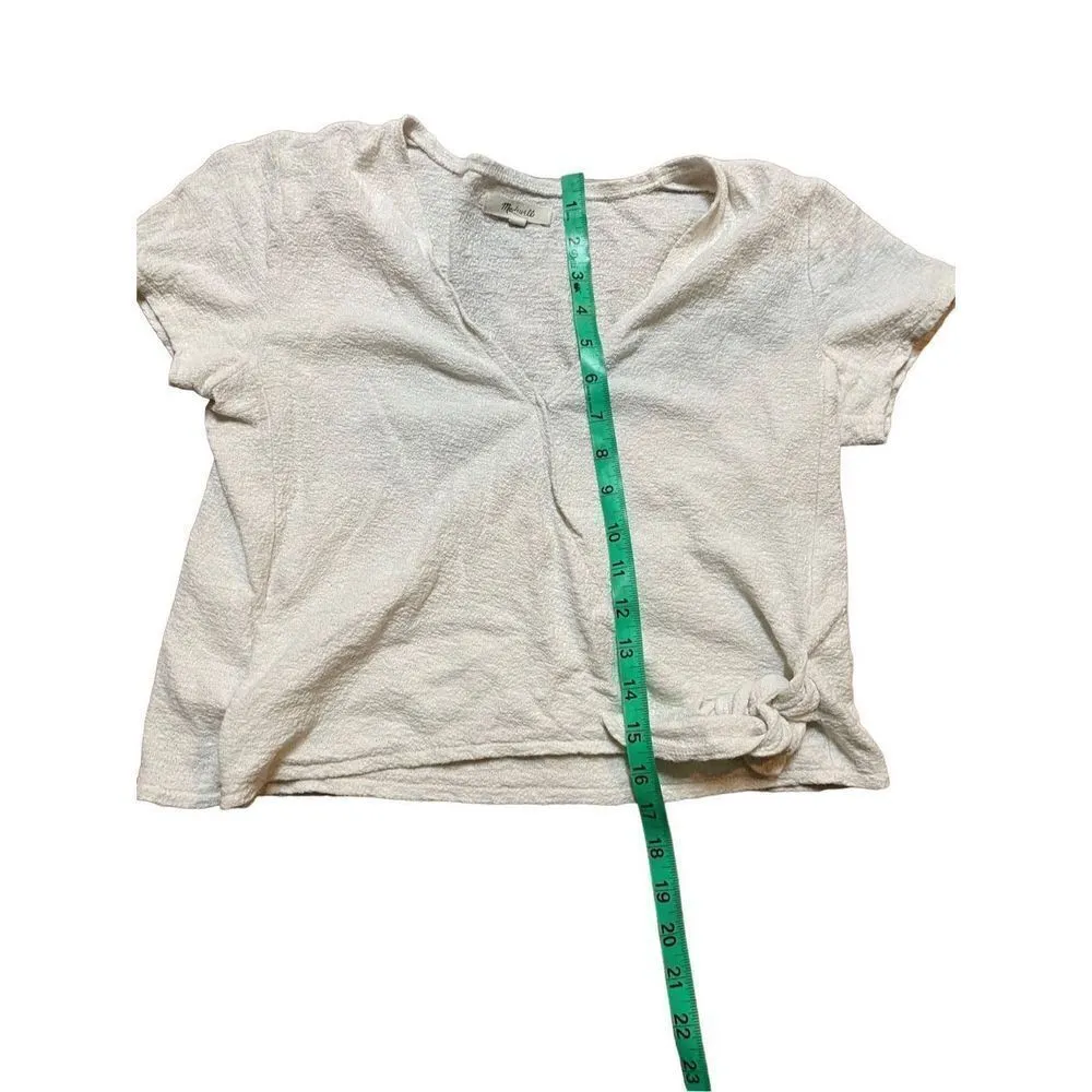Madewell Wrap front tie Shirt Womens Small S Short Sleeve V Neck Pullove… - Image 6