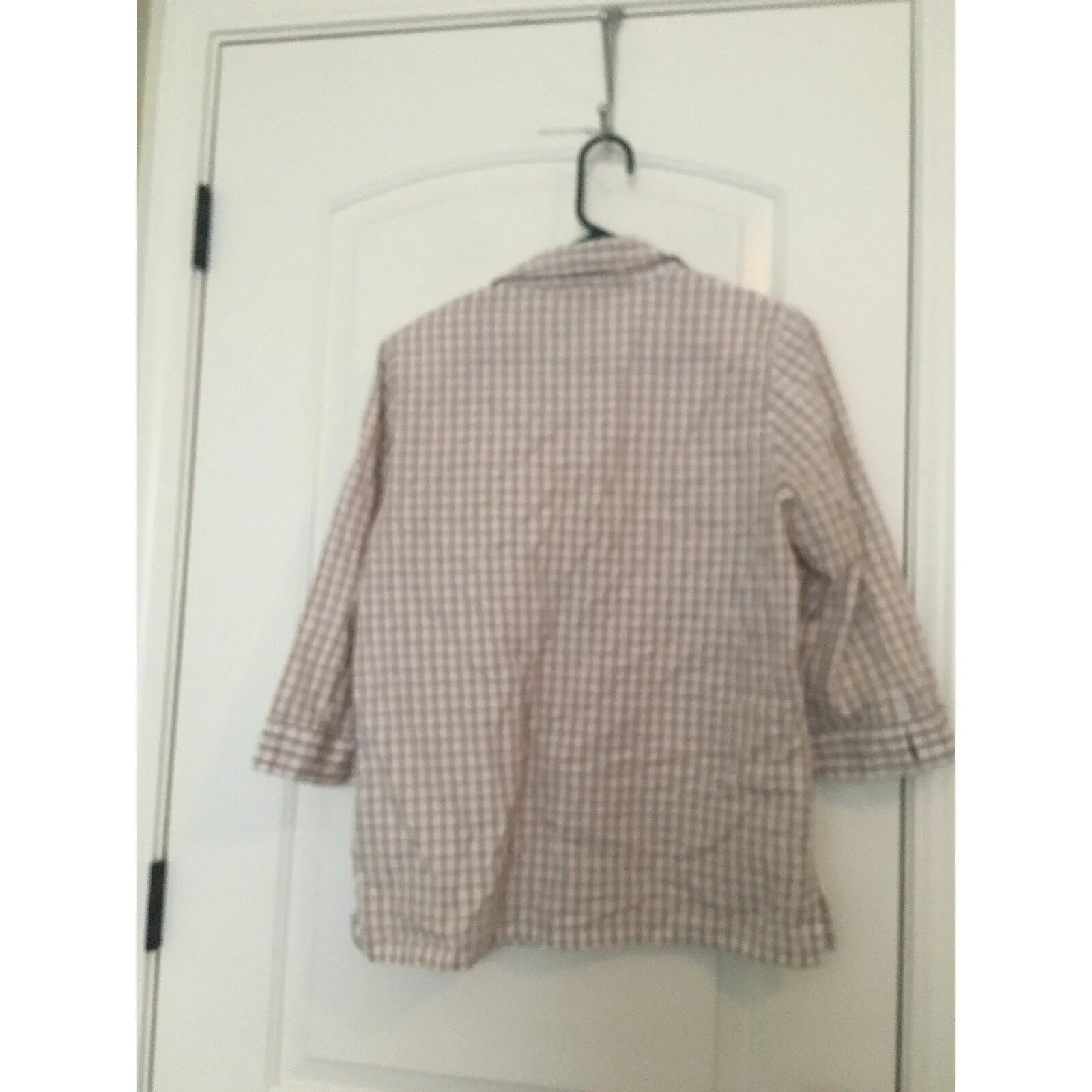 Allison Daley Women's Brown White Check Button Up Shirt 3/4 Sleeve Size 10 - Image 8