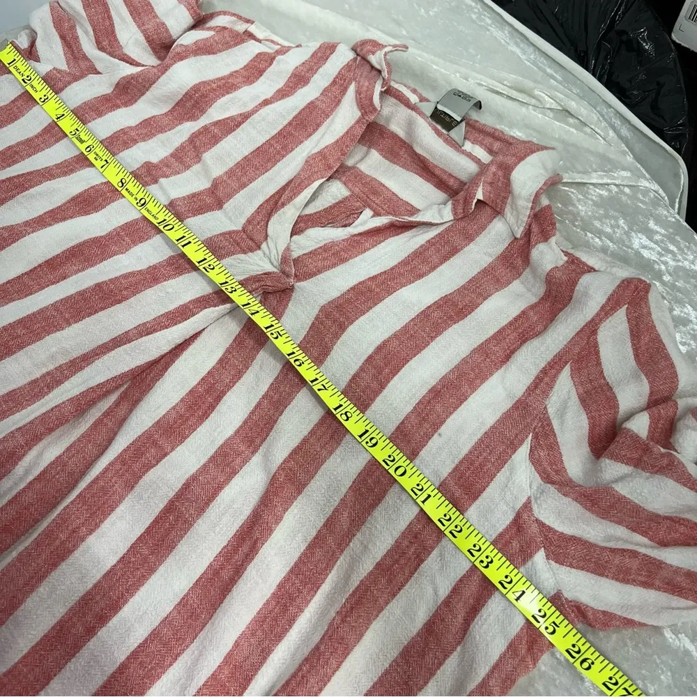 Women’s striped 3x rayon linen lagenlook top collared Beachy casual blouse - Image 6