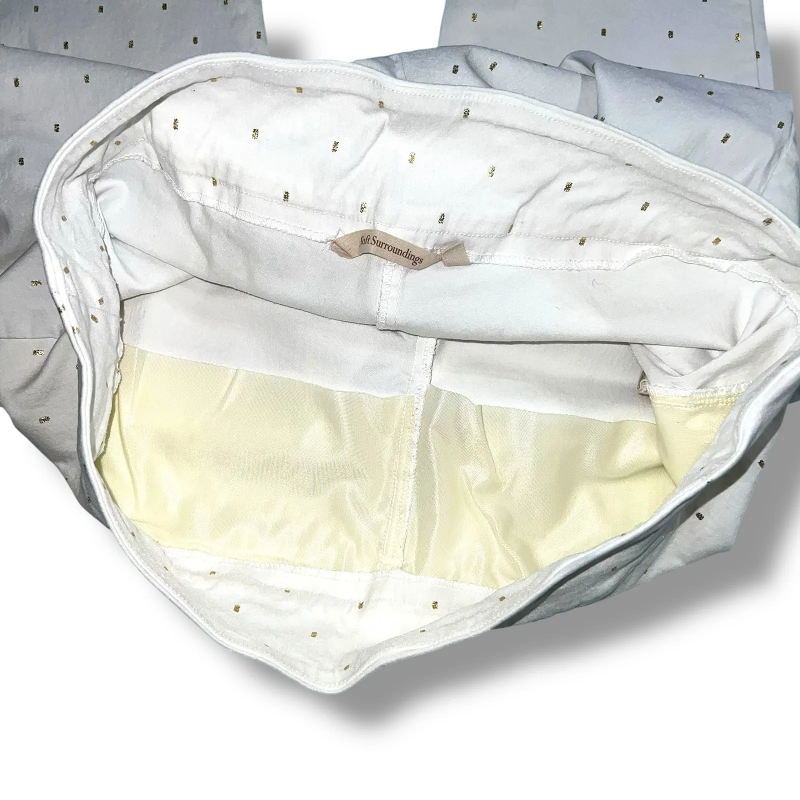 Soft Surroundings Womens Straight Leg Ankle Length Pants White Gold Accents XL - Image 6