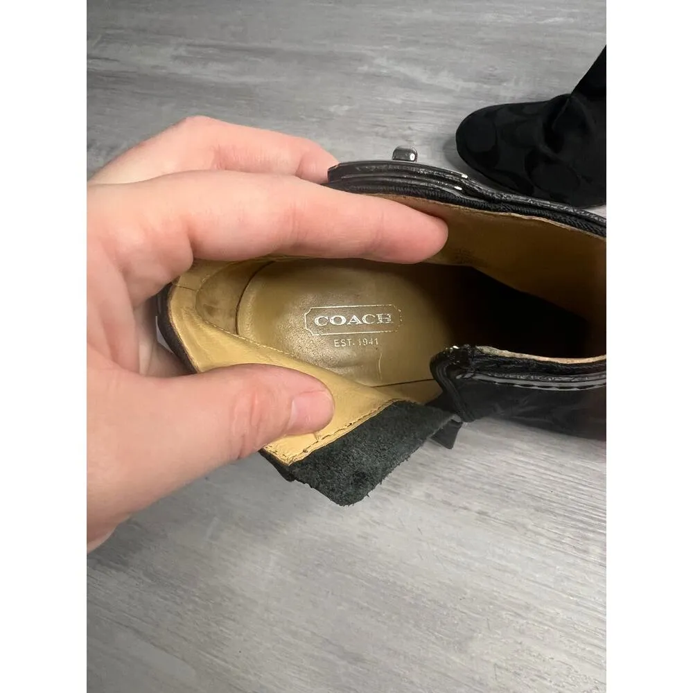 Authentic coach size 6.5 black heeled ankle bootie with silver accent buckle - Image 7