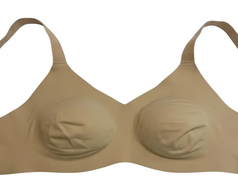 Knix Size 3 Nude Seamless Wireless Comfort Bra Everyday Support Wide Straps Tan - Image 1