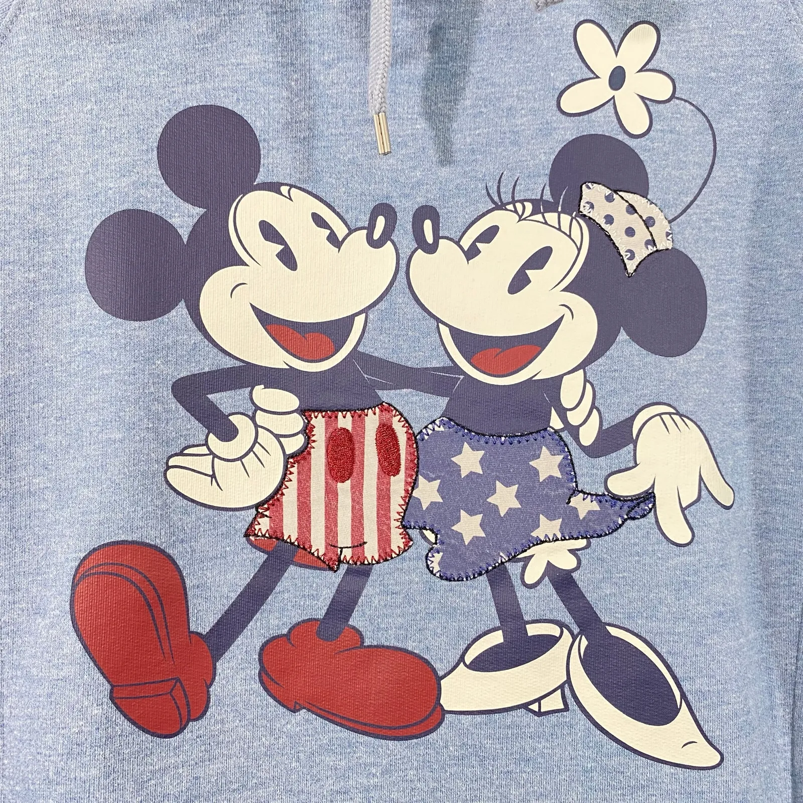 Disney Parks Women Blue Mickey & Minnie Mouse Graphics Cowl Neck Sweater Size S - Image 4