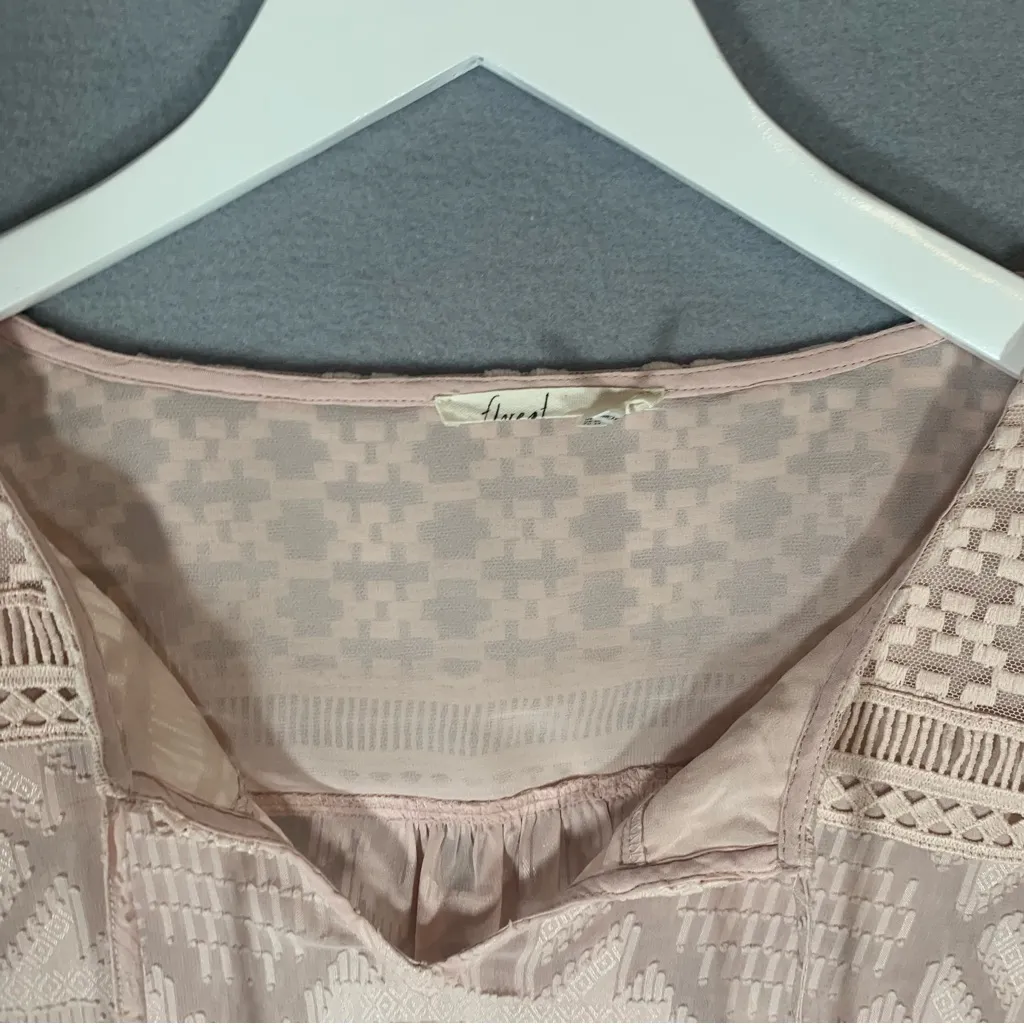 Floreat x Anthropologie ESME BELL SLEEVE Sz 2 Pink Textured Shift Mini Dress - Image 4