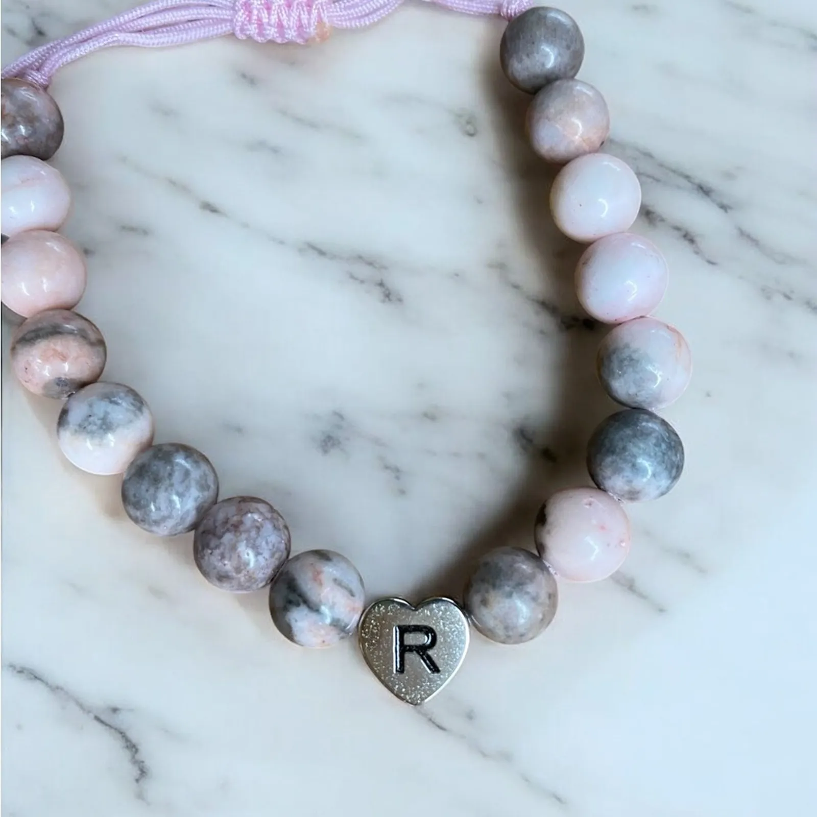 Pink Zebra Jasper & Stainless Steel Bracelet - Image 2