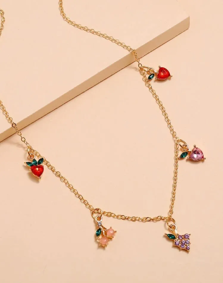 Fruit Charm Necklace Gold - Image 3