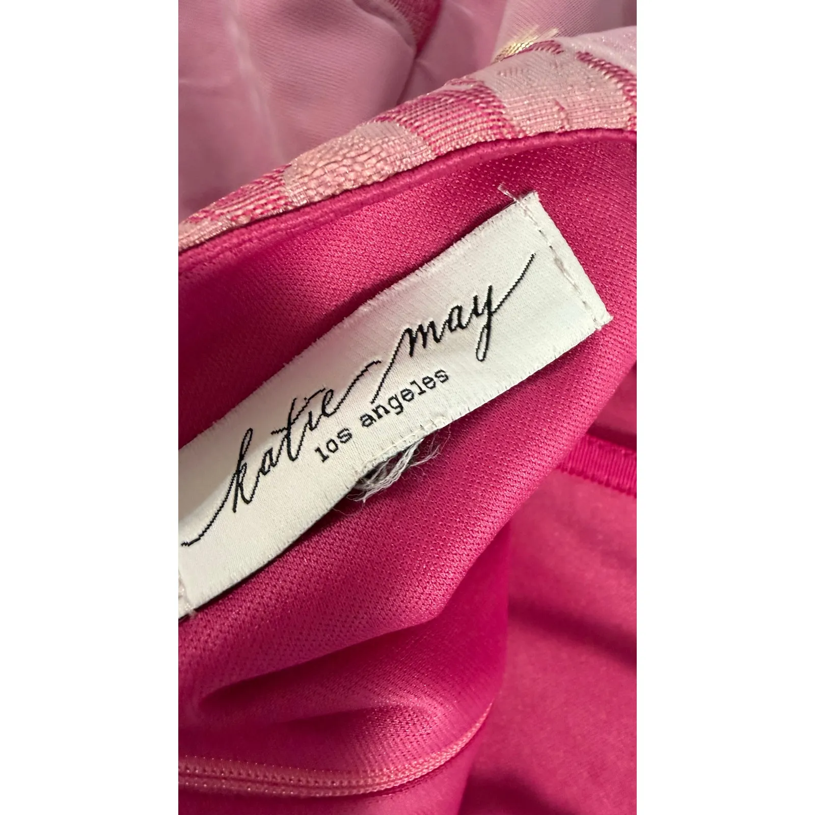 Katie May Claudette Mini Dress in Pink Peacock Floral Metallic size Large - Image 3