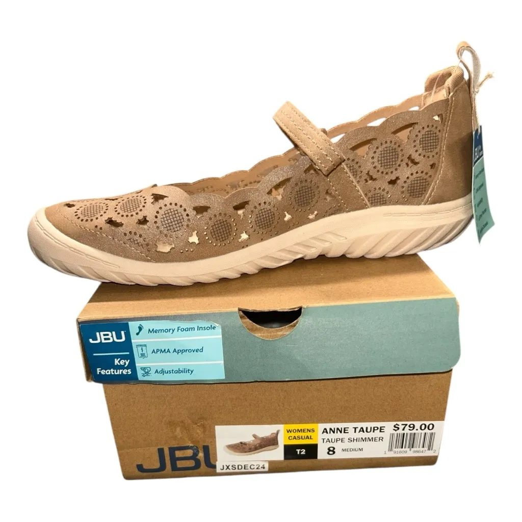 JAMBU & CO JBU Women’s Anne Taupe Shimmer Shoes – Size 8 (New with Box) Tan - Image 9
