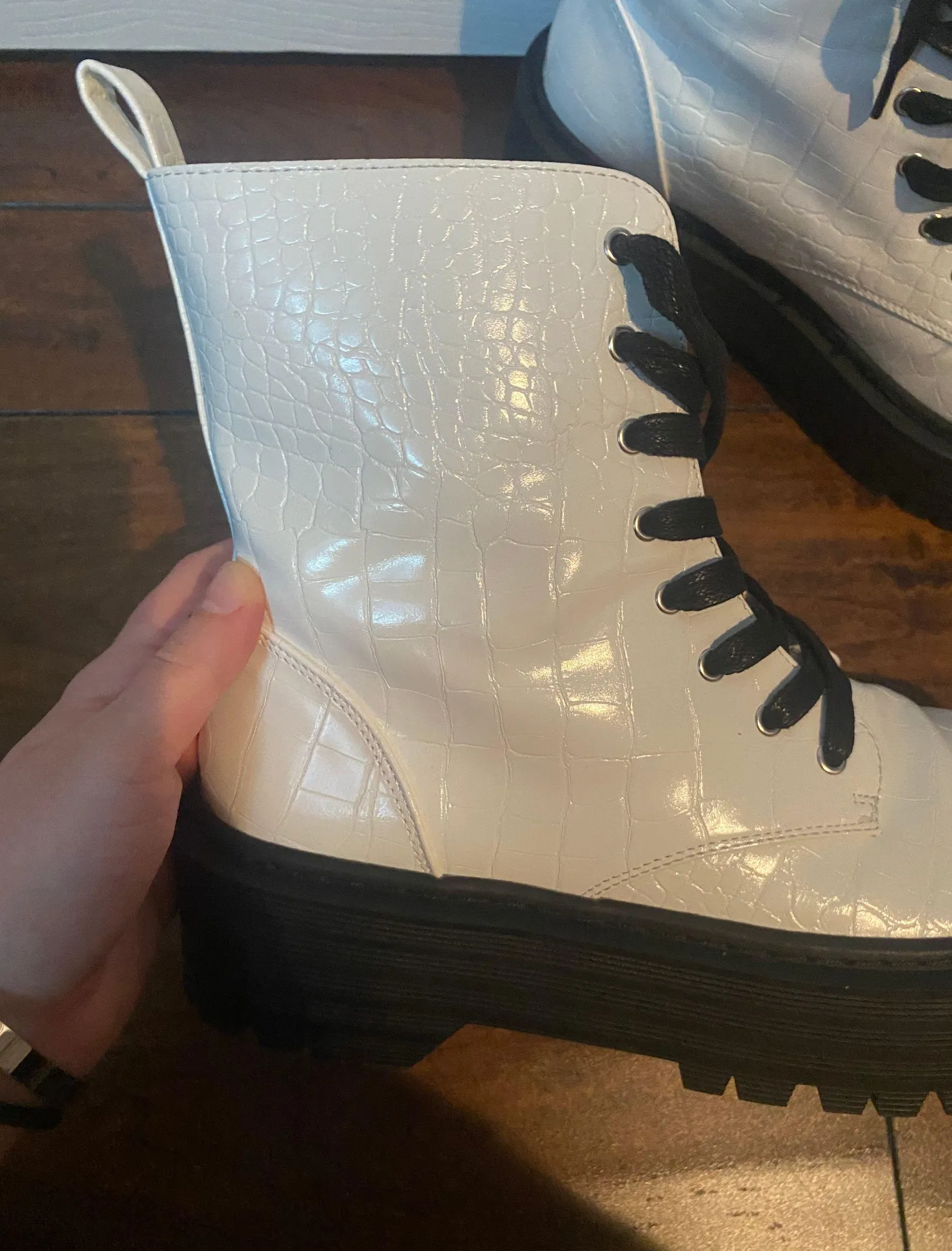 Nasty Gal White Platform Boots - Image 5