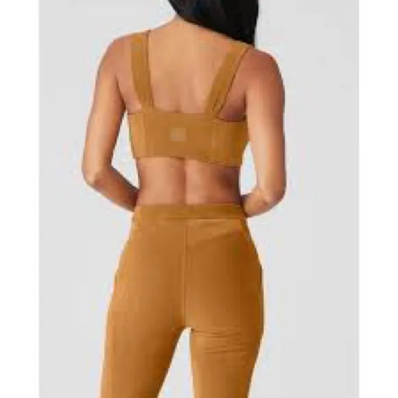 Alo Yoga Micro Corduroy Winter Break Bra in the color Toffee. Size Medium - Image 2